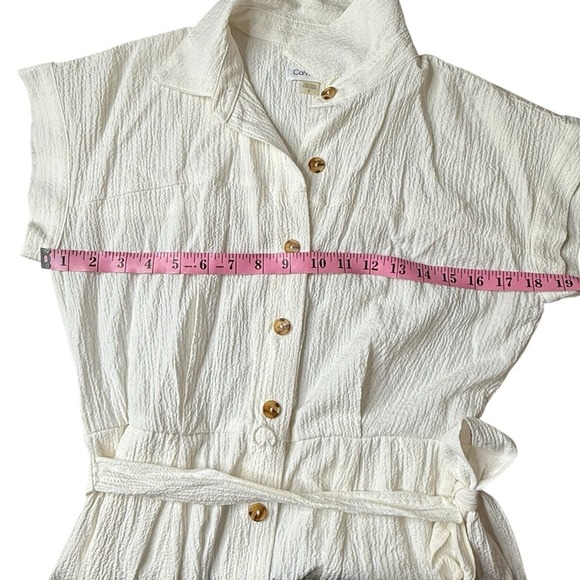Calvin‎ Klein Women’s Button Up Short Sleeve Shirt Dress Cream White Size 4 - Picture 3 of 7